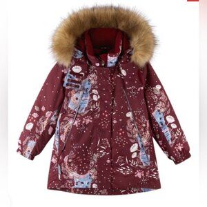 🌈 Reima 🌈 Girls' waterproof hooded jacket Muhvu Jam Red